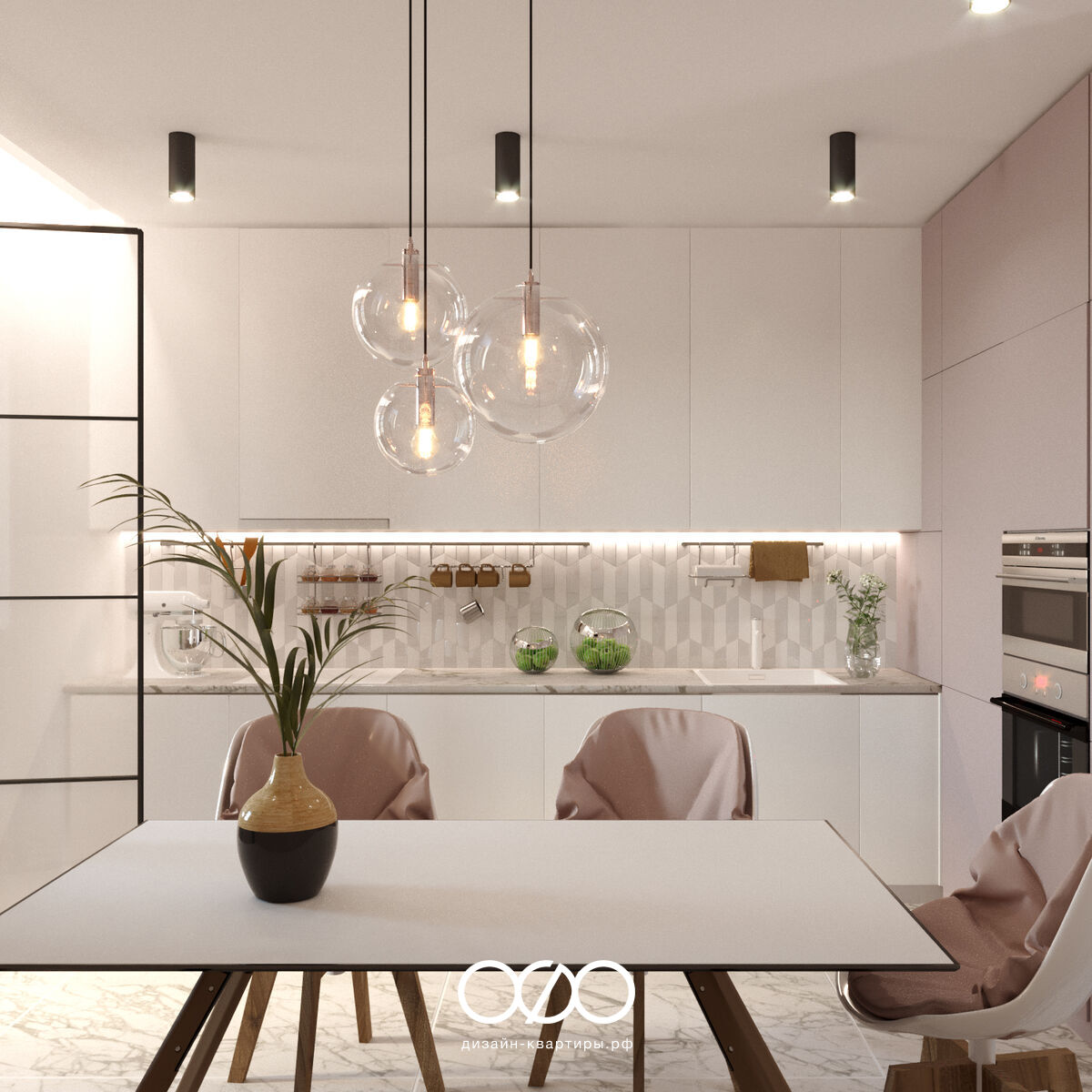 Дизайн кухни в трёхкомнатной квартире